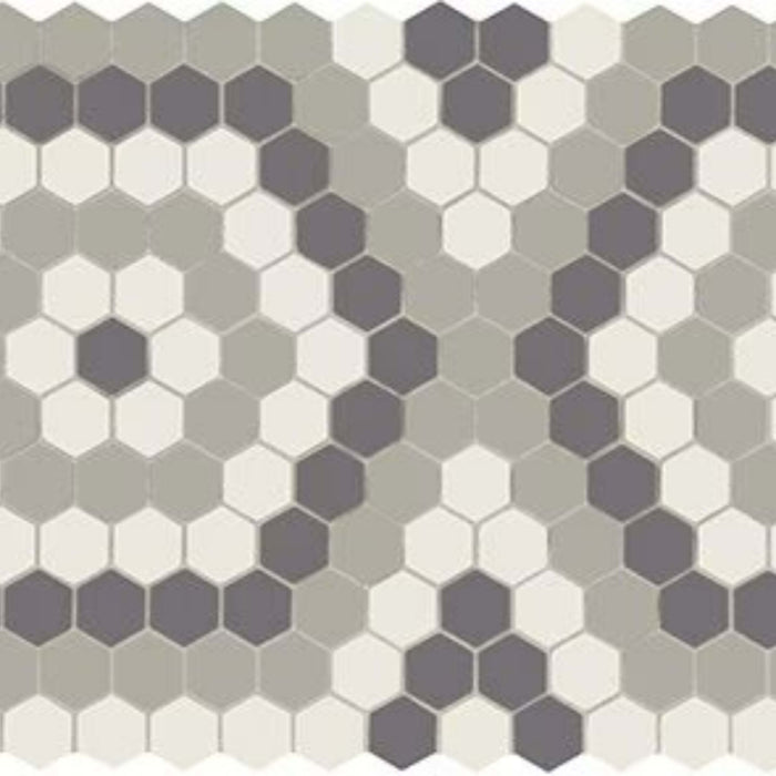 Unglazed Mosaics in Ice White/Black/Light Smoke Hex Hexagon Tile