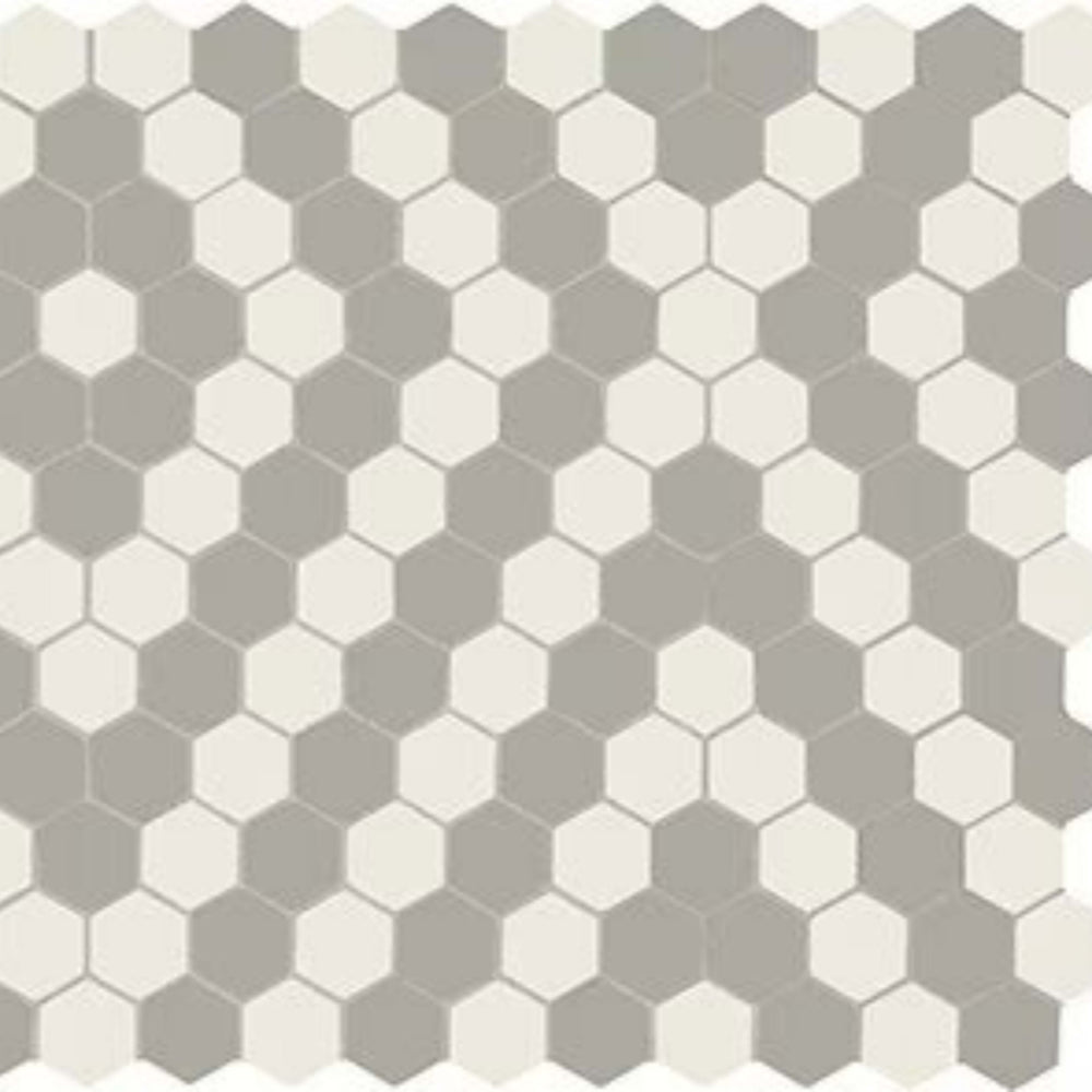 Unglazed Mosaics in Ice White/Light Smoke/Diamond Hexagon Tile