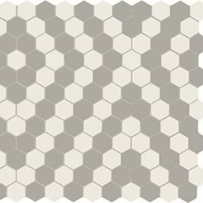 Unglazed Mosaics in Ice White/Light Smoke/Diamond Hexagon Tile
