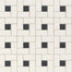 Unglazed Mosaics in Ice White/Black Penny Rounds Rosette Tile