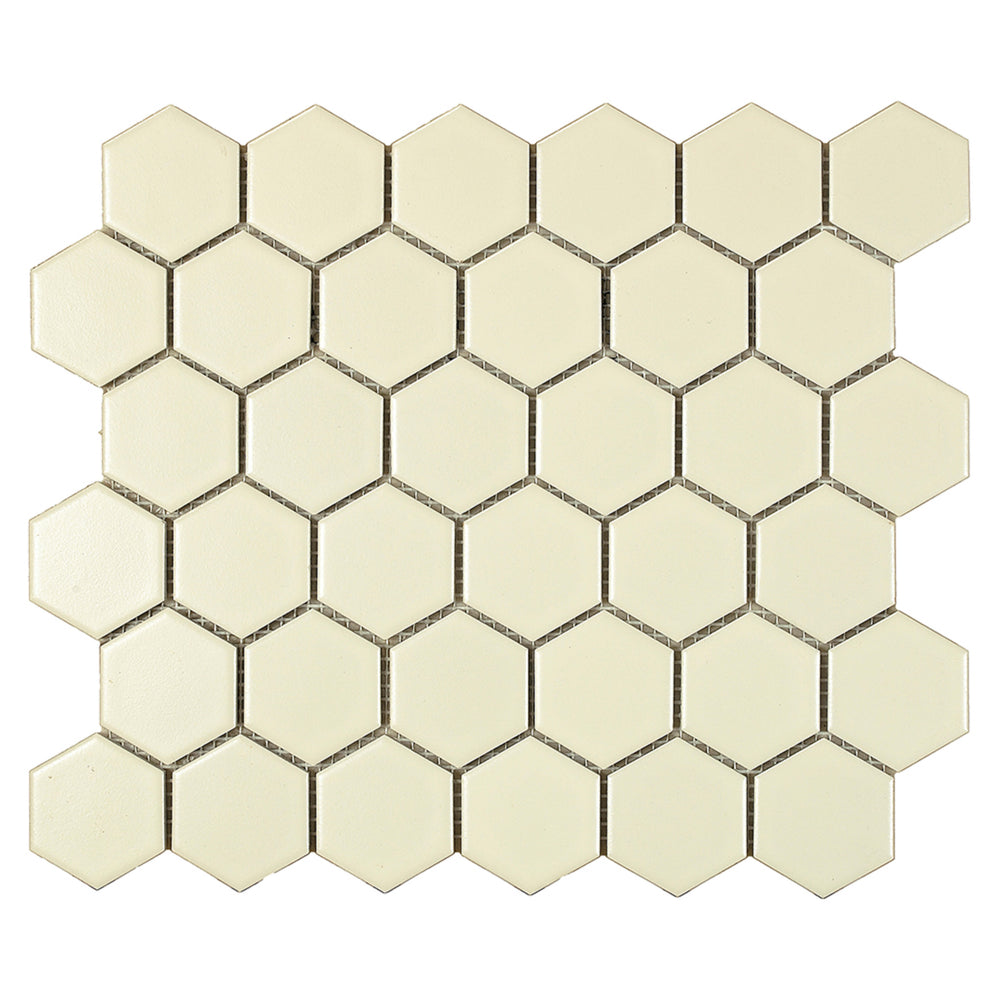 Urban Textures in Ivory 2" Hexagon Tile