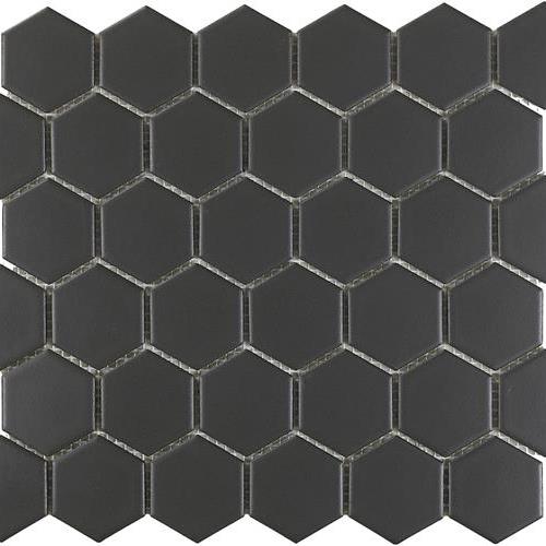 Urban Textures Mosaics in Graphite Matte - Hexagon Tile