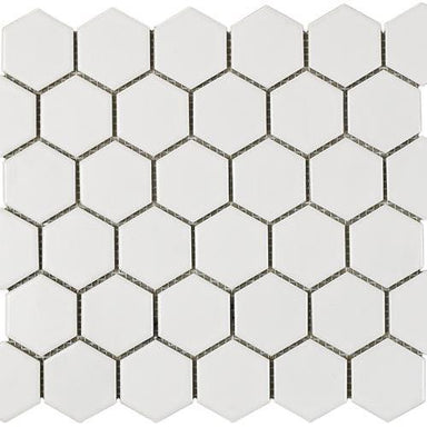 Urban Textures Mosaics in White Matte - Hexagon Tile