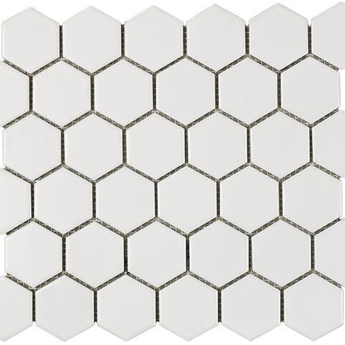 Urban Textures Mosaics in White Matte - Hexagon Tile