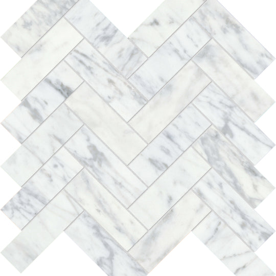 Virtue Bianco in Herringbone Mosaic Honed