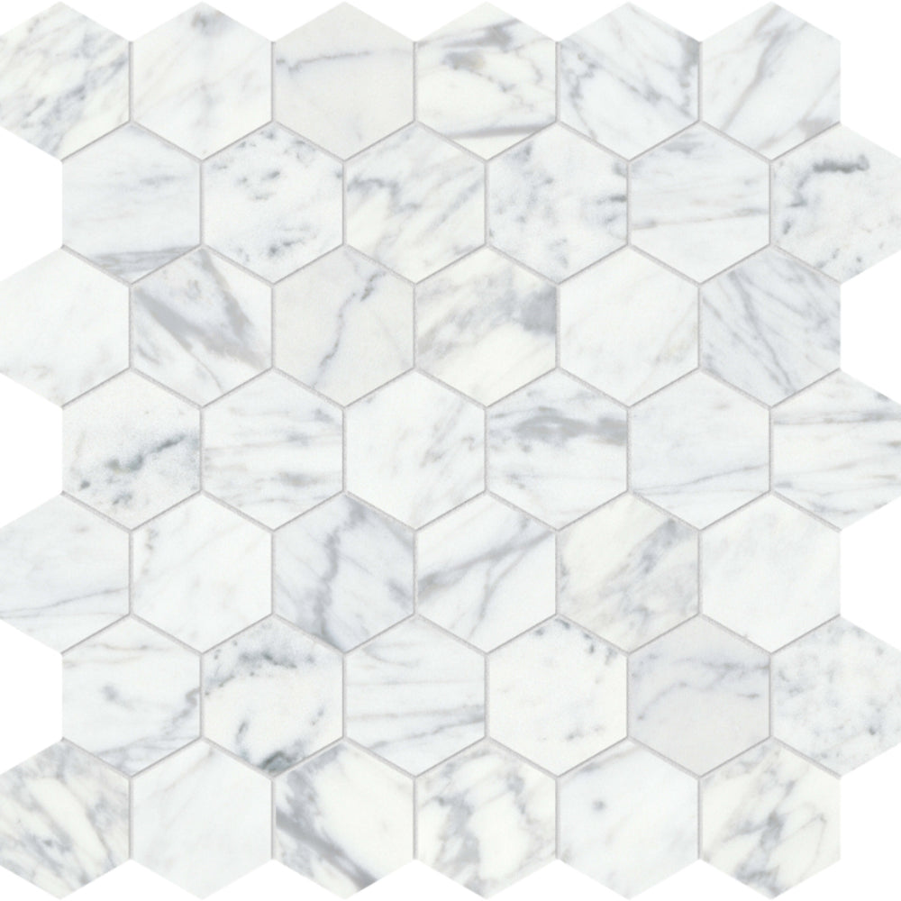 Virtue Bianco in Hexagon Mosaic Honed Natural Stone