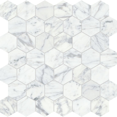 Virtue Bianco in Hexagon Mosaic Honed Natural Stone