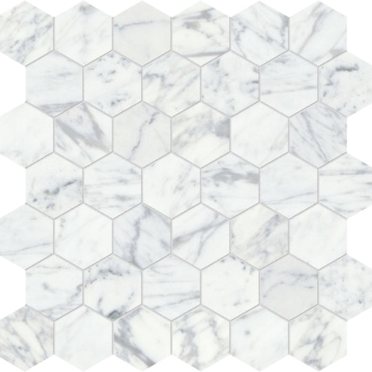 Virtue Bianco in Hexagon Mosaic Honed