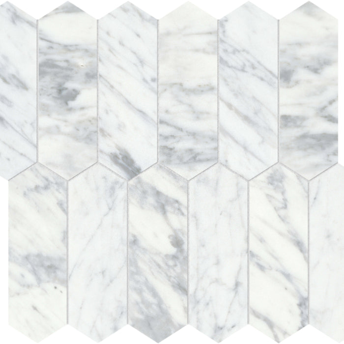 Virtue Bianco in Picket Mosaic Honed Natural Stone