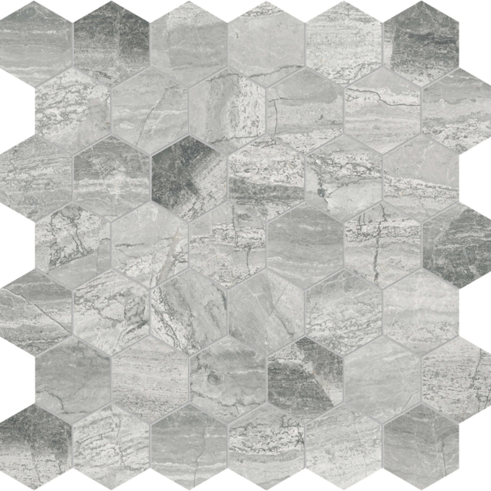 Volcana Notte in Hexagon Mosaic Honed Natural Stone