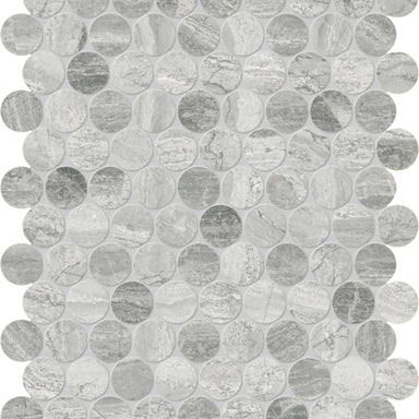 Volcana Notte in Penny Round Mosaic Honed Natural Stone