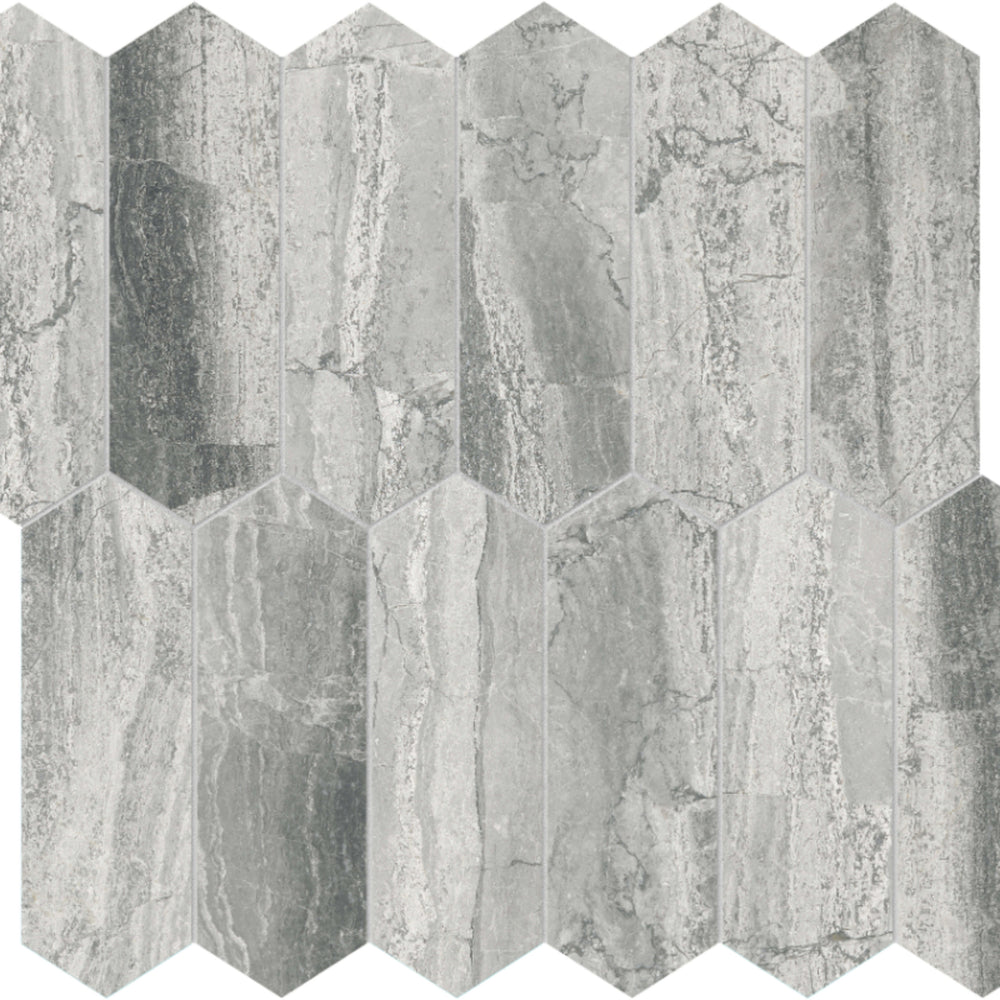 Volcana Notte in Picket Mosaic Honed Natural Stone