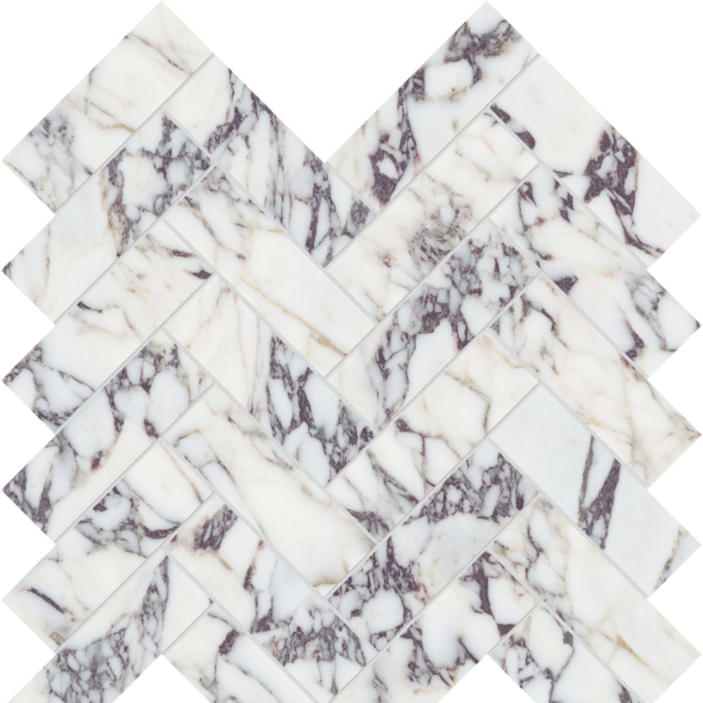 Viola Roccia in Herringbone Mosaic Honed Natural Stone