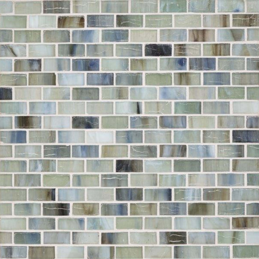 Vihara - Jade in Jade 1/2x1-1/2 Silk Glass Tile