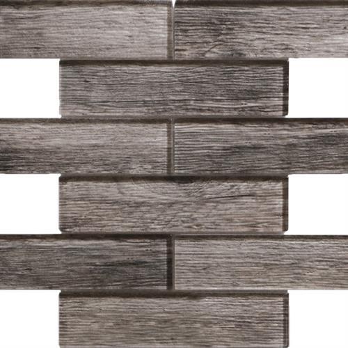 Wood Glass in Ash - Linear Mosaic Glass Tile