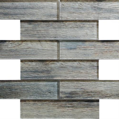 Wood Glass in Birch - Linear Mosaic Glass Tile