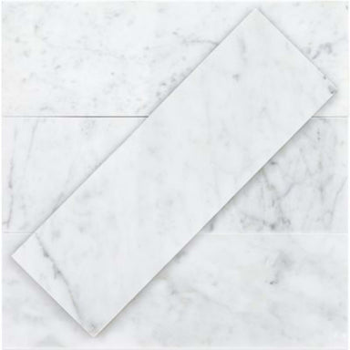 White Carrara in White Carrara 4x12 Polished Natural Stone