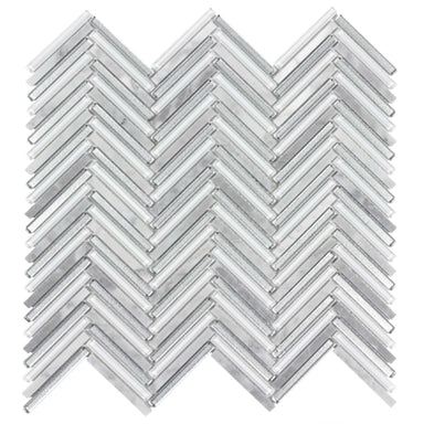 Seasons in Frost Herringbone Glass Tile