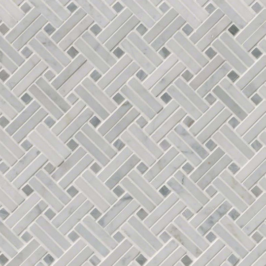 Carrara White in Carrara White - Basketweave Polished