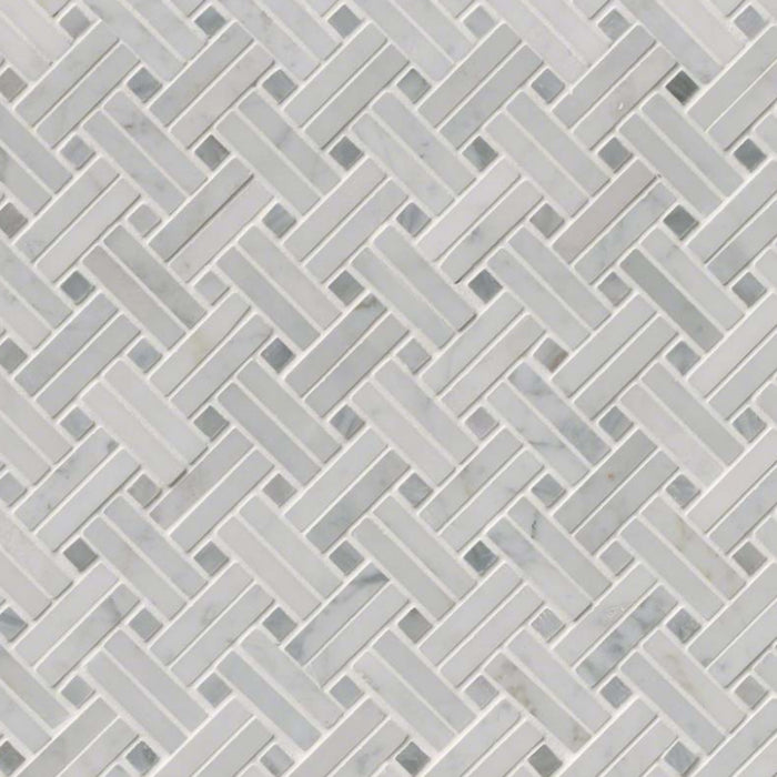 Carrara White in Carrara White - Basketweave Polished Natural Stone