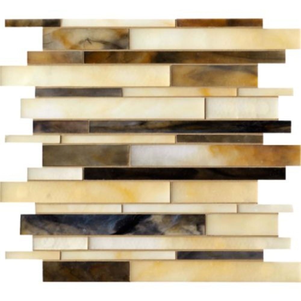 Catwalk in Olive Oxfords (Random Strip) Glass Tile