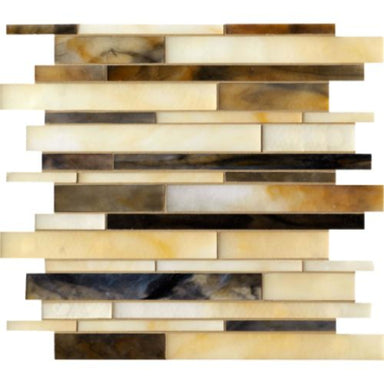 Catwalk in Olive Oxfords (Random Strip) Glass Tile