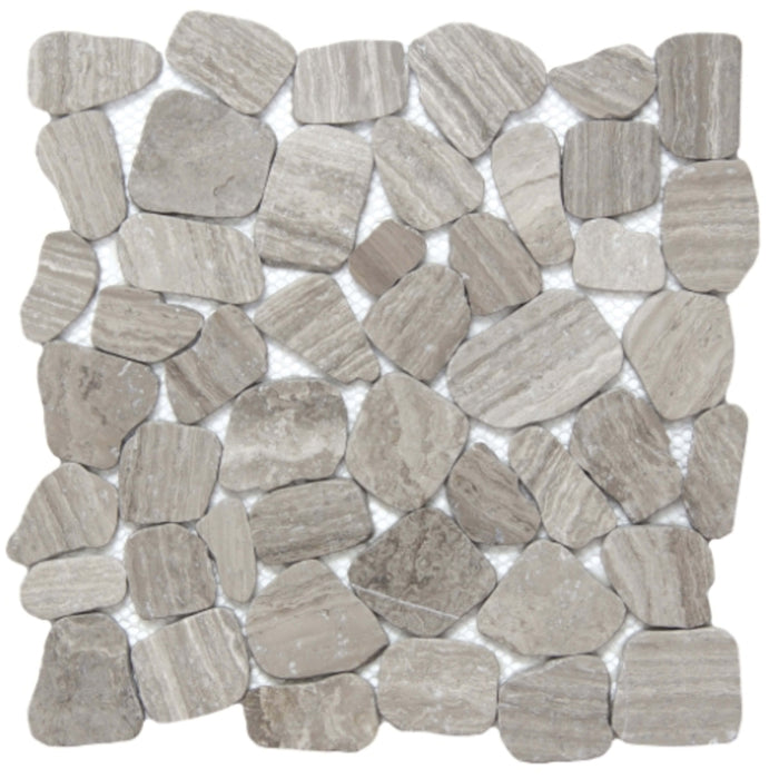 Cultura in Gray 12" X 12" Pebble On Mesh Natural Stone