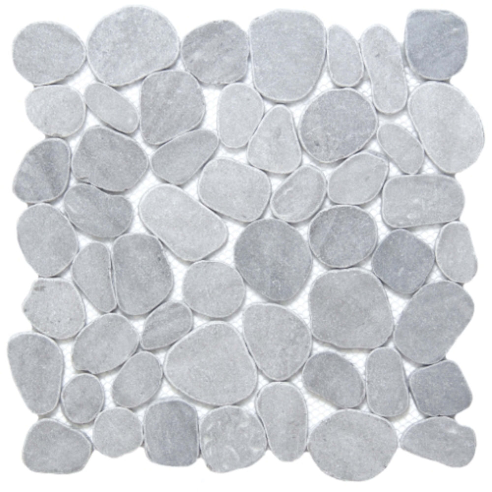 Cultura in Silver 12" X 12" Pebble On Mesh Natural Stone