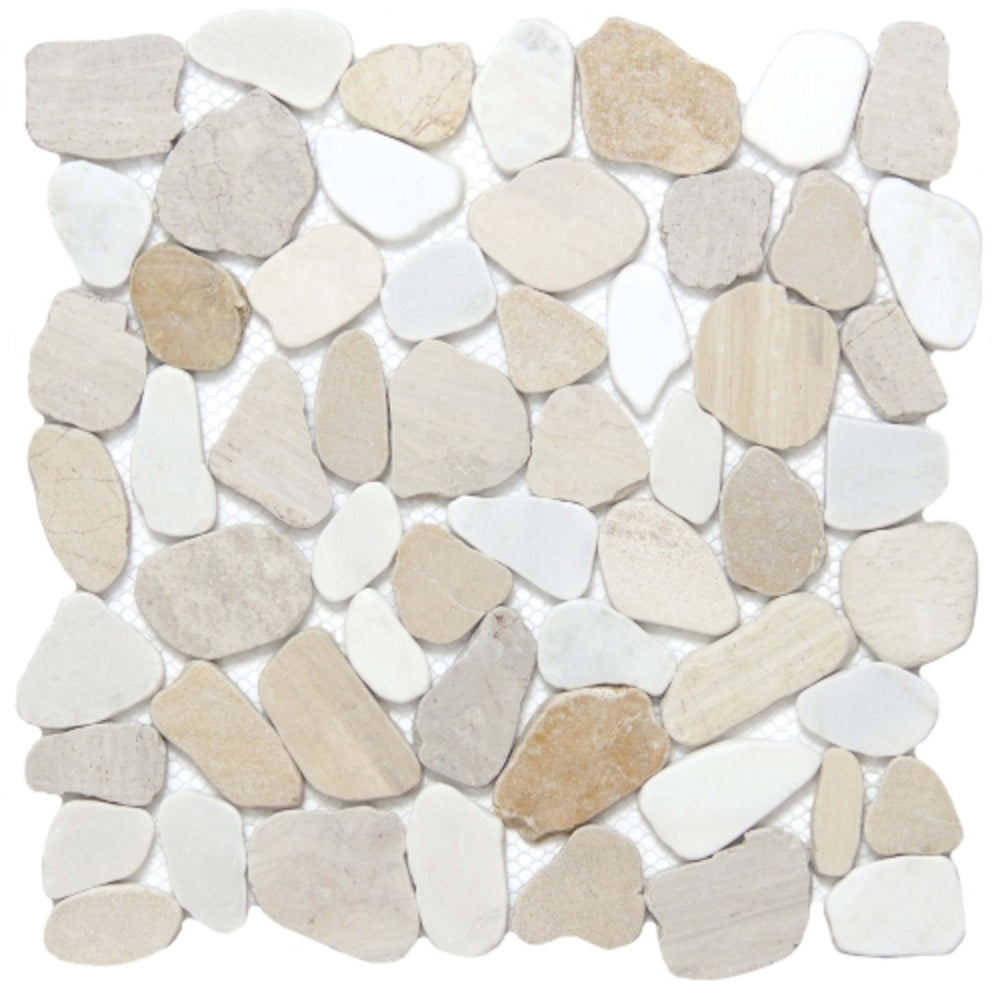 Cultura in Summer 12" X 12" Pebble On Mesh Natural Stone