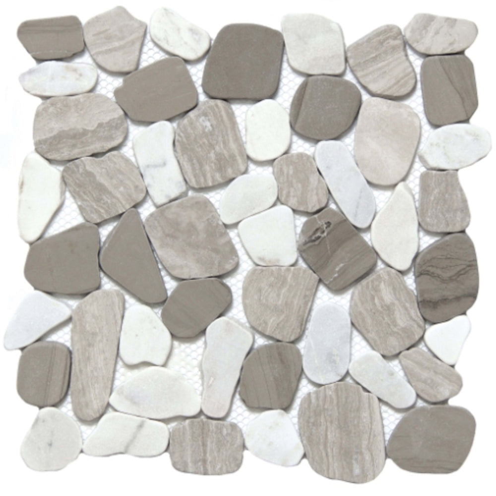 Cultura in Winter 12" X 12" Pebble On Mesh Natural Stone