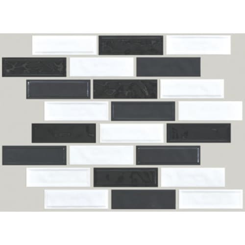 GEOSCAPES RANDOM LINEAR in Black/White Blend  Tile