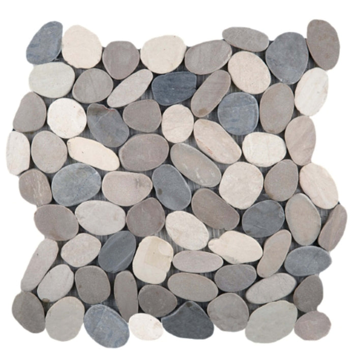 Venetian Pebbles in Medici 12" X 12" Flat Pebbles Natural Stone