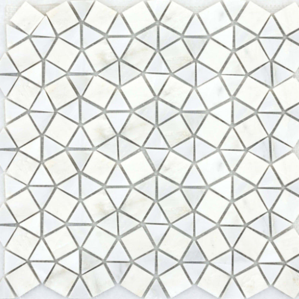 Marble Winter Frost in Frost Geometric Mosaic - Mesh Mosaic Natural Stone
