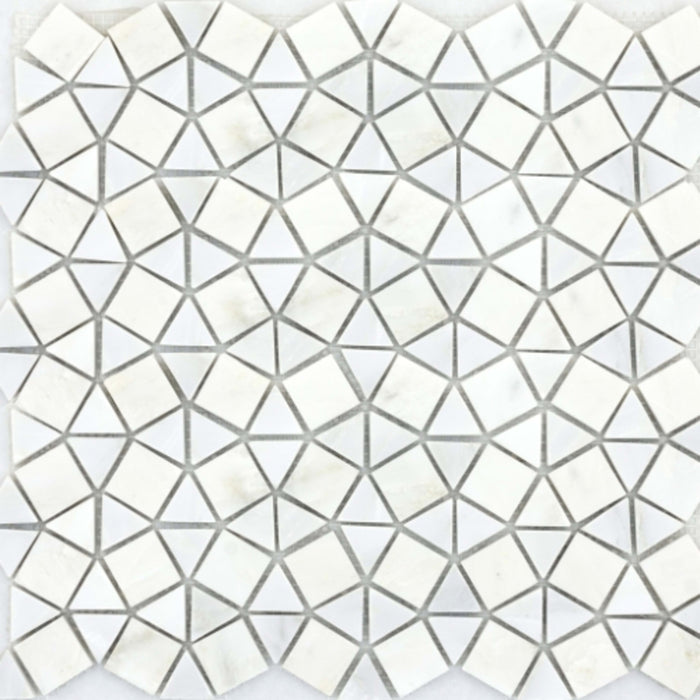 Marble Winter Frost in Frost Geometric Mosaic - Mesh Mosaic Natural Stone
