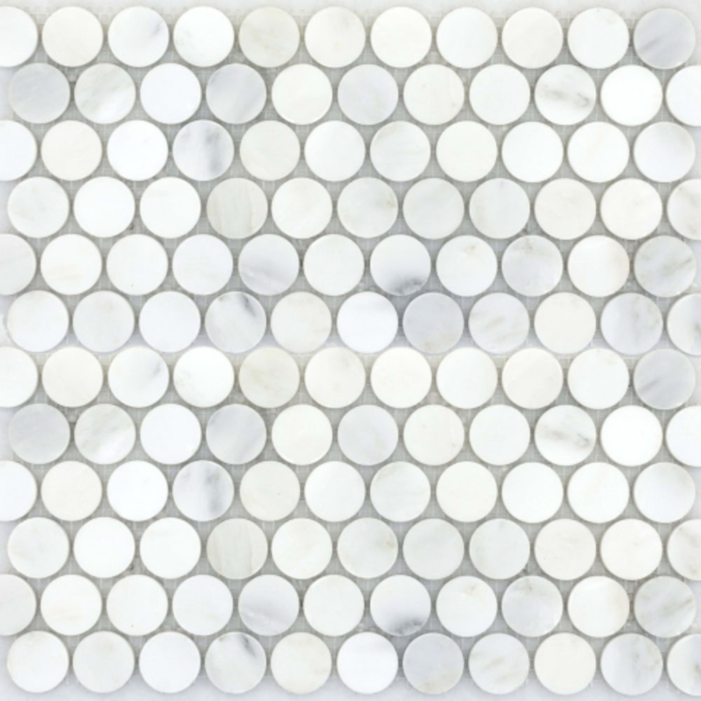 Marble Winter Frost in Winter Frost Penny Mosaic - Mesh Mosaic Natural Stone