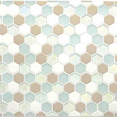 Coastal Keystones in Trade Wind Hexagon Mosaic Glass Tile