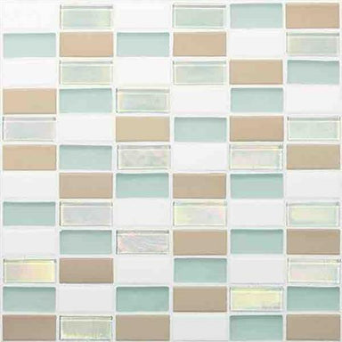 Coastal Keystones in Trade Wind 2 X 1 Straight-Joint Mosaic Glass Tile