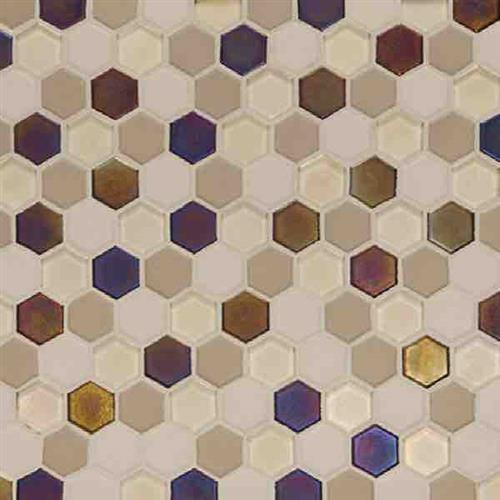 Coastal Keystones in Sunset Cove Hexagon Mosaic Glass Tile
