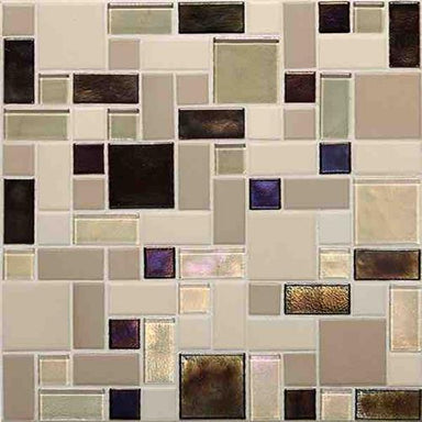 Coastal Keystones in Sunset Cove Block Random Mosaic Glass Tile