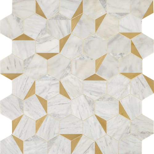 Lavaliere in Alluring White/Brass Illusionary Tile